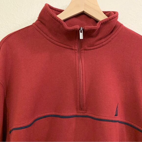 NAUTICA FLEECE QUARTER ZIP MENS 2XL RUST. - Picture 3 of 12